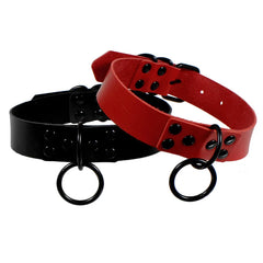 BDSM Slave Collar with Leash – Adjustable Faux Leather Choker