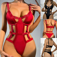 Erotic Hollow-Out Bodysuit | Sensual Sheer Organza Lingerie