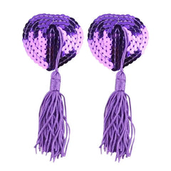 Silicone Nipple Covers – 1 Pair of Reusable Sequin Heart Tassel Pasties