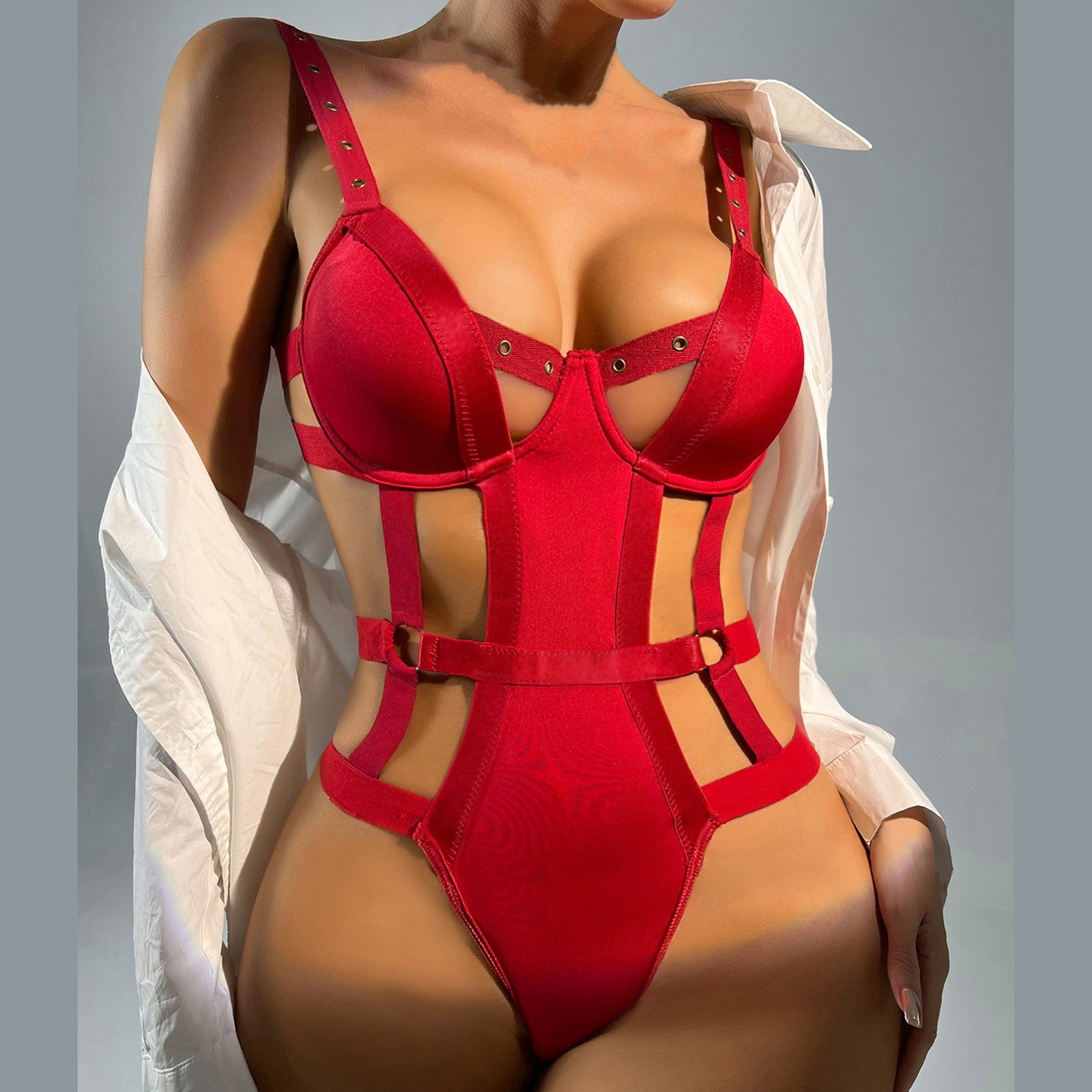Erotic Hollow-Out Bodysuit | Sensual Sheer Organza Lingerie