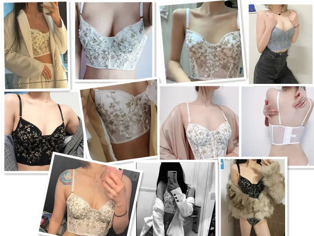 Women's 2-Piece Lace Lingerie – French Style Floral Embroidery Set