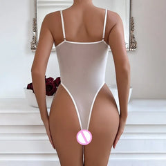 Women's Sexy Suspender Lingerie – Embroidered Sheer Bodysuit