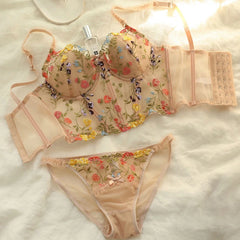 Sexy Lace Camisole Set – Embroidered Push-Up Bra for Women